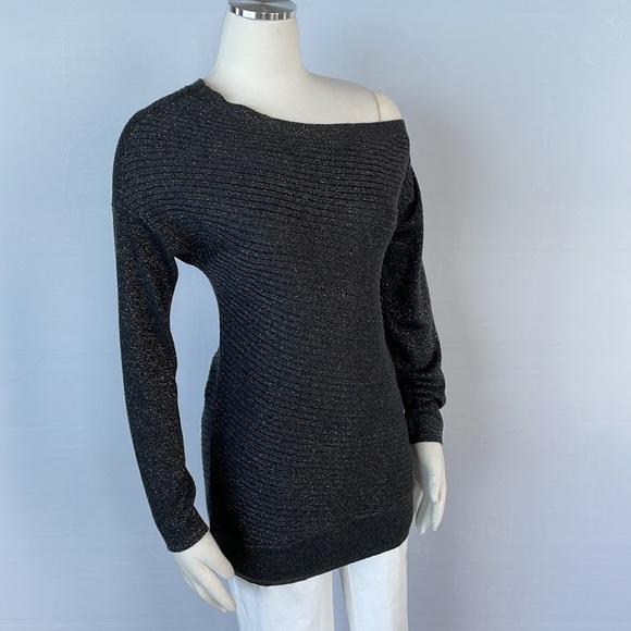 WHBM Lux Off Shoulder Tunic Sweater XSmall Gray - Picture 9 of 15